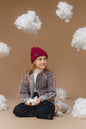 100% Baby Alpaca Cable Hat for Kids - Mulberry