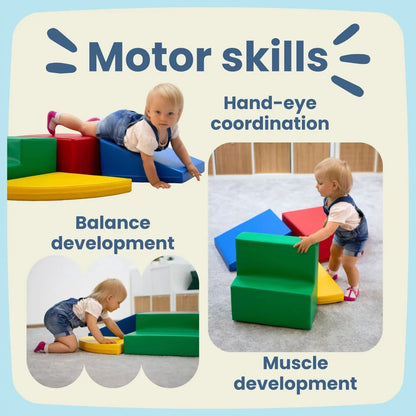 Soft Play 5 Foam Block Set - Pastel Pink Corner Climber