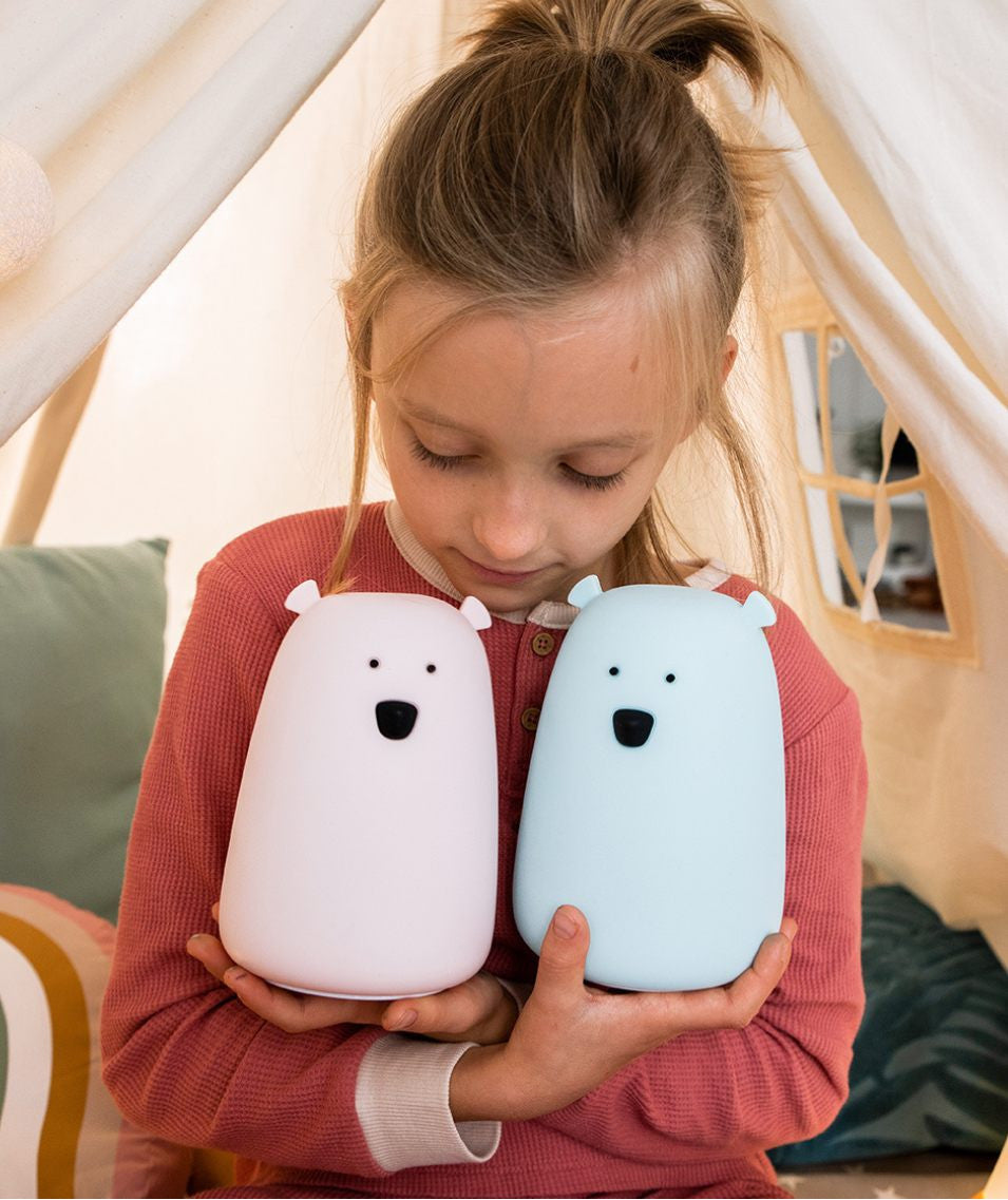 Lampka silikonowa miś BIG z pilotem – niebieska – Rabbit & Friends