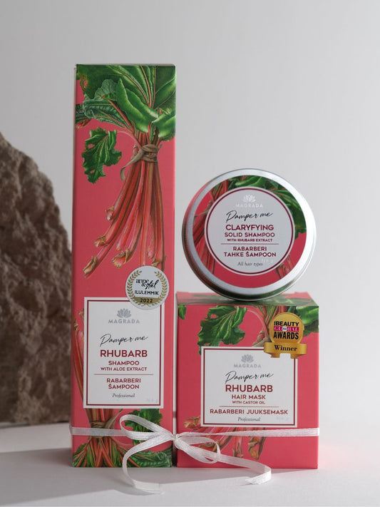 Zestaw do włosów, głęboko nawilżający z rabarbarem i olejem rycynowym – Magrada Organic Cosmetics